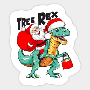 Santa Riding Dinosaur T-rex Sticker
